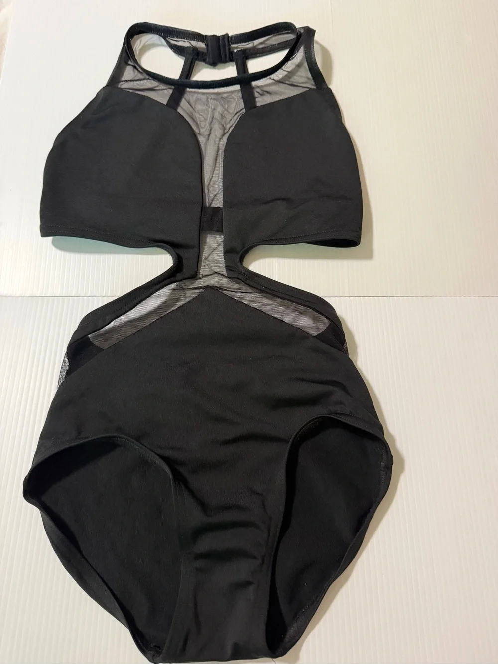 BP design solo illusion black open back Dance Costume contemporary acro adult XS